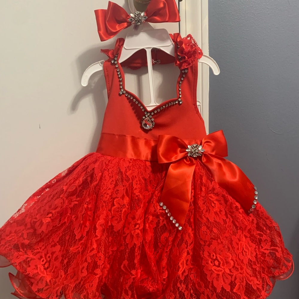 Toddler red pageant dress